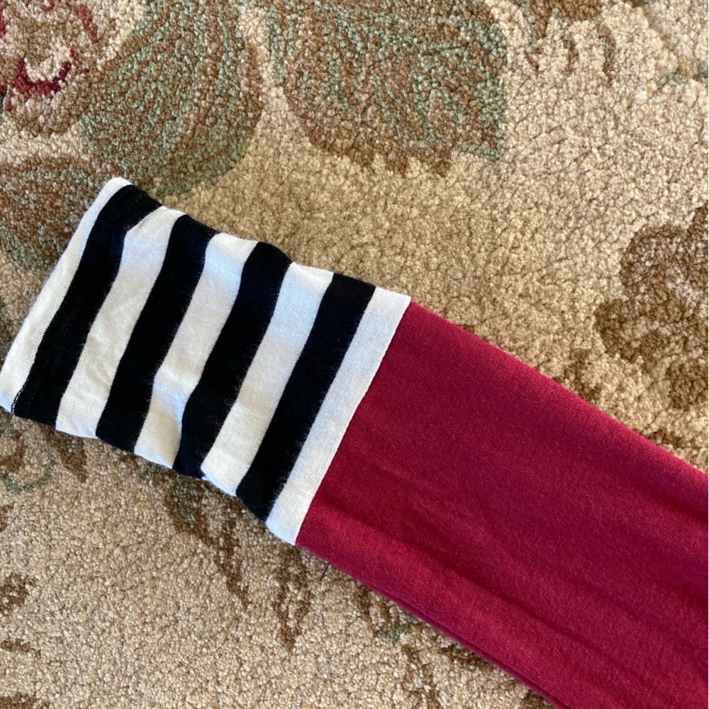 Woman’s shirt burgundy white and black stripes by Lollipop Star. Hardly wore. - Picture 6 of 10